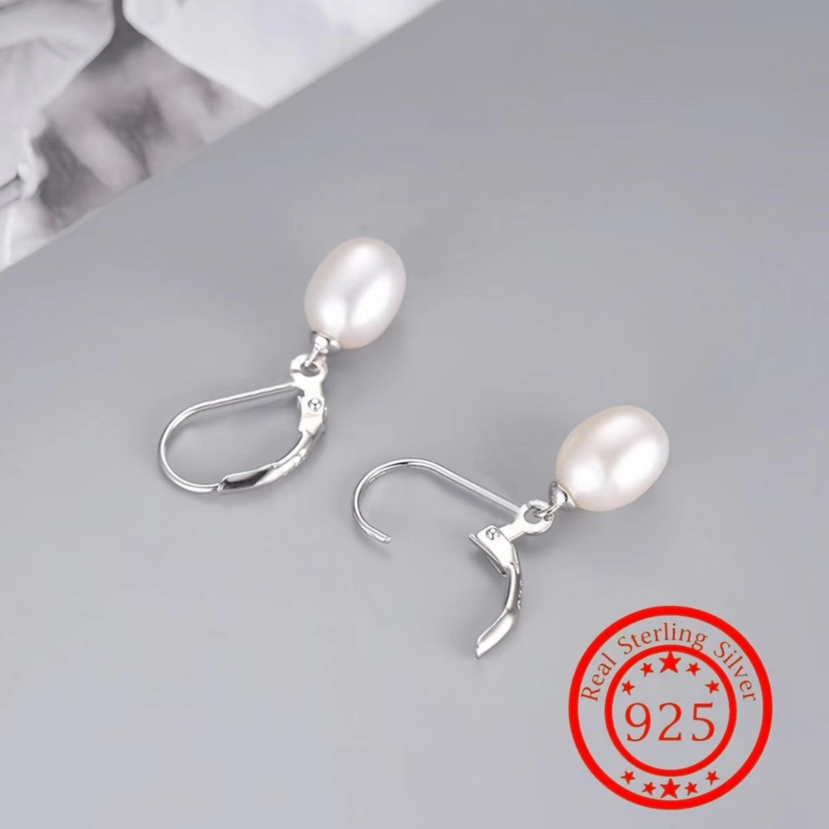 Pair of Elegant 925 Sterling Silvery Freshwater Pearl Drop Earrings, with Lobster Clasp, for Wedding Banquets, Valentine'S Day, Music Festivals, All Season