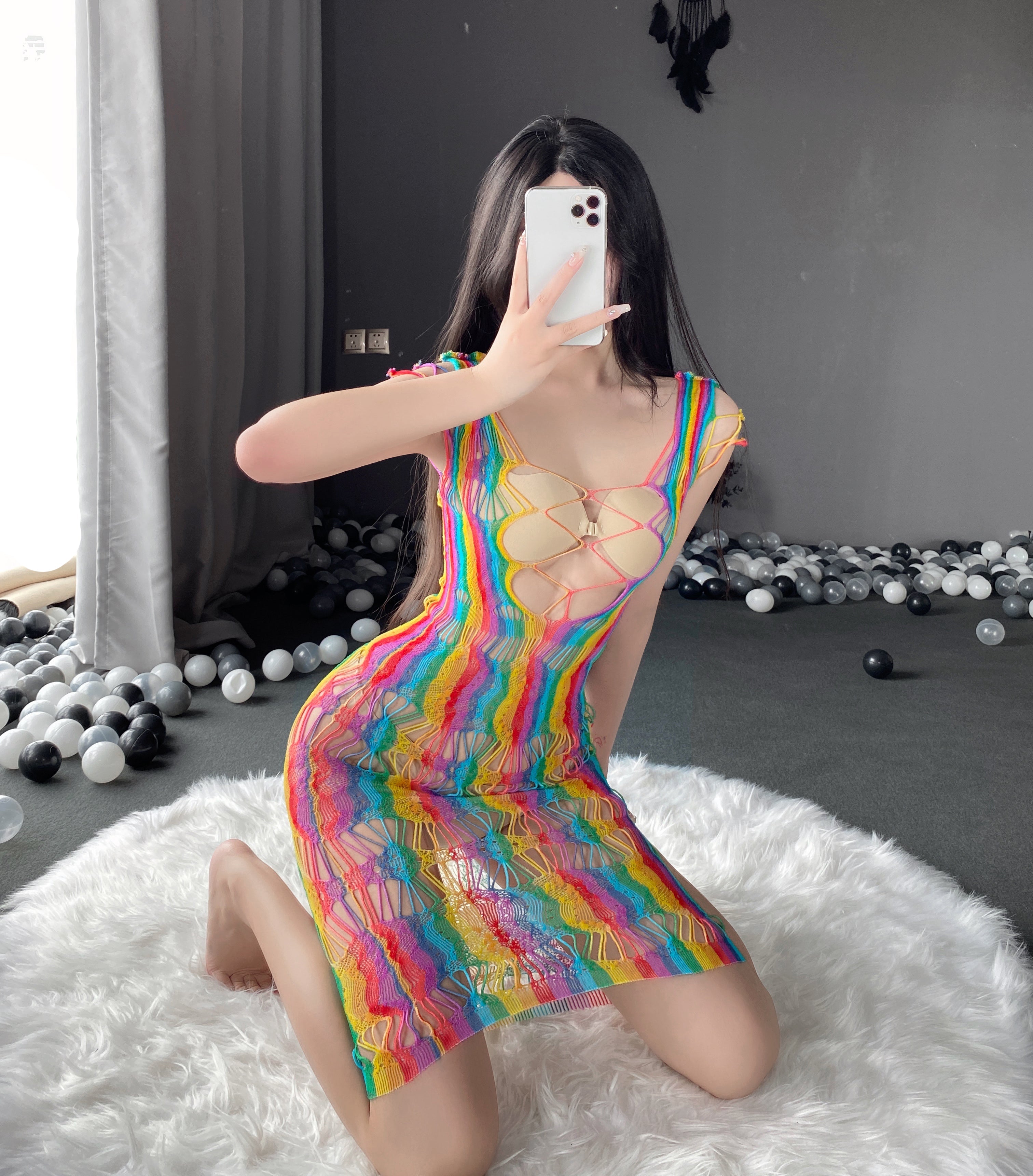 W-0010  Erotic lingerie jacquard sexy colorful mesh
