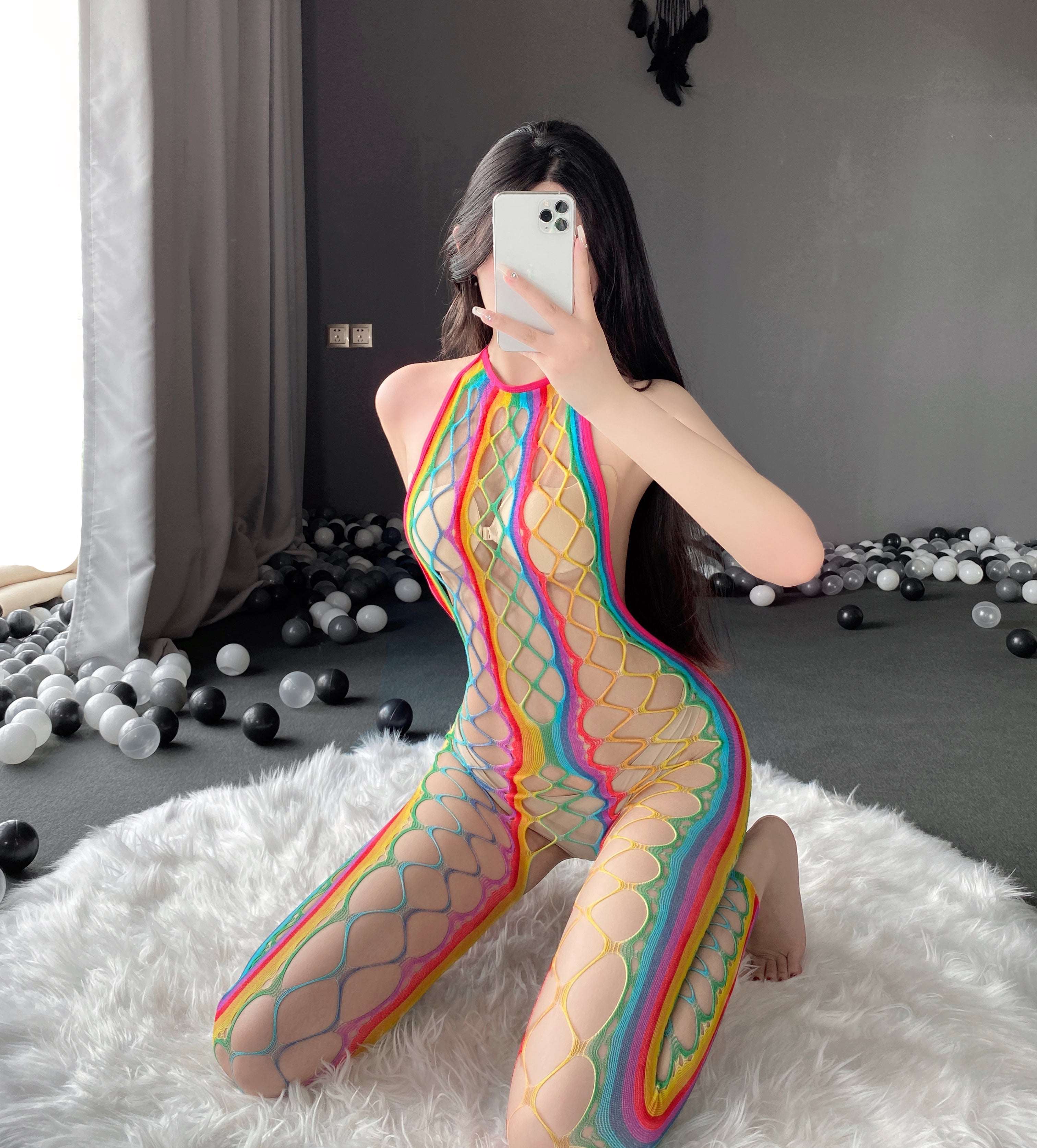 W-0003 Erotic lingerie jacquard sexy colorful mesh