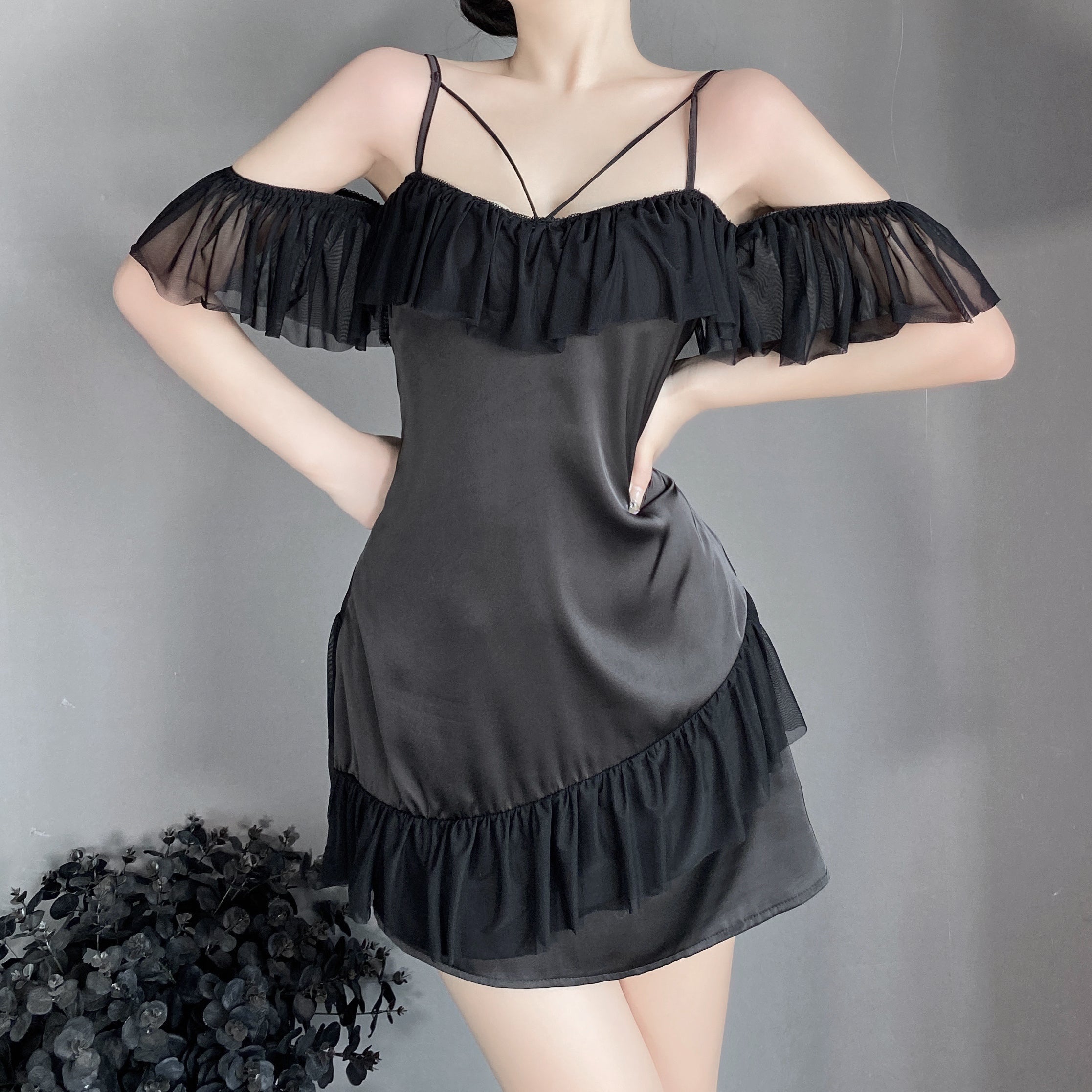 T-2549 Temptation thin suspender nightdress, dressing gown, bathrobe women's loungewear set