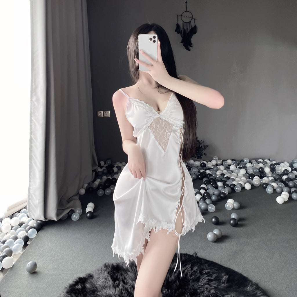 T-2534 Lace backless split nightdress