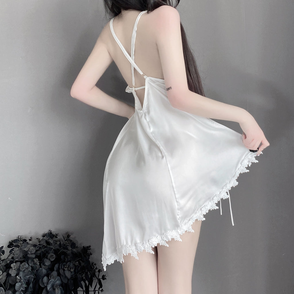 T-2534 Lace backless split nightdress