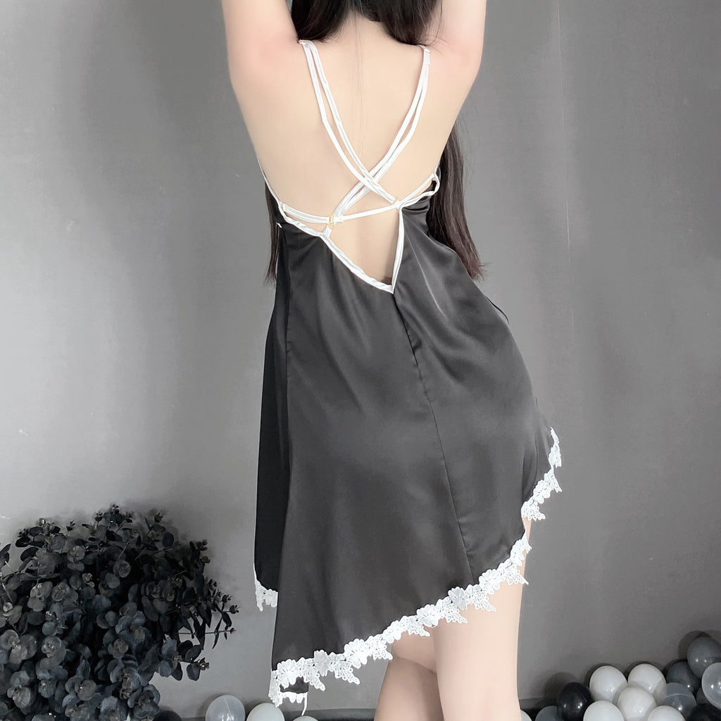 T-2534 Lace backless split nightdress