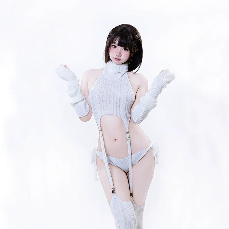 F-234 Backless sweater two-dimensional cosplay pure desire tie halterneck knit cover