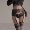 lovingocean J-28 Black Silk Sexy Female Sling One Piece Lace Over Knee Socks