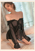 D-8476 Tiktok same style Tempting Night Sexy Transparent Strap Sleepwear Shirt