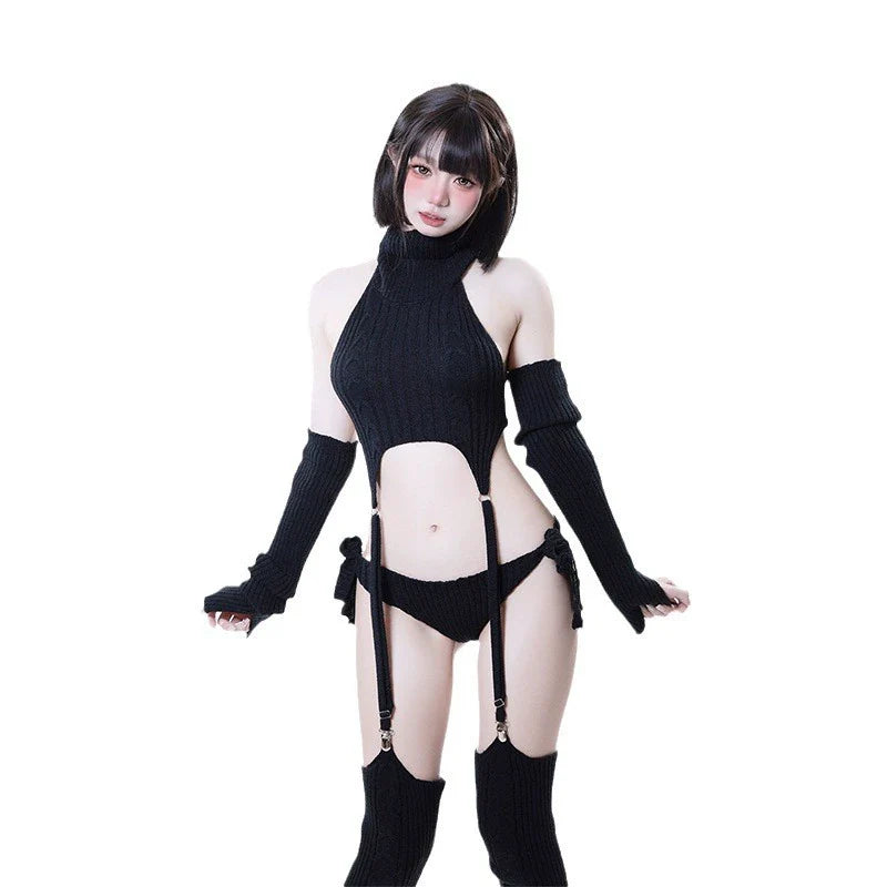 F-234 Backless sweater two-dimensional cosplay pure desire tie halterneck knit cover