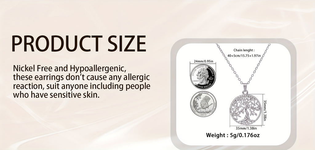 [Tree of Life Necklace] Sterling Tree of Life Necklace Elegant 925 Sterling Silvery Tree of Life Pendant Necklace - Hypoallergenic, Perfect for Casual Attire And Gifting