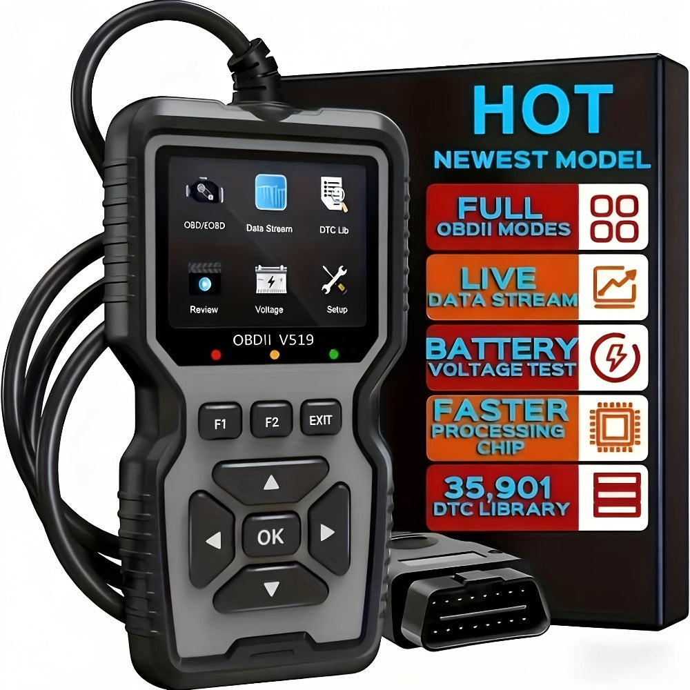 2024 Advanced V519 OBD2 Scanner Tool - Professional Code Reader & Scan Tool for Live Data, Check Engine Light, And Diagnostic Code Reading - Ideal for Mechanics And Car Owners