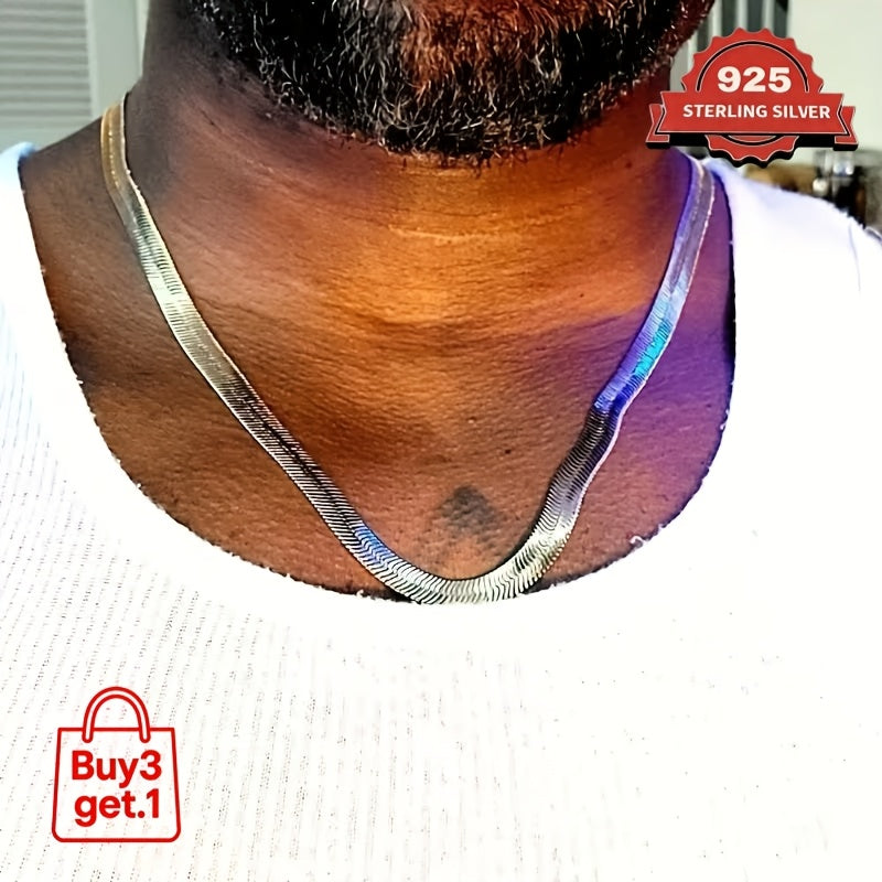 [Valentine's Day, Halloween] 2D Flat - 925 Sterling Silver Flat Snake Bone Necklace, Stylish And Simple, Can Be Stacked, Suitable For All Occasions, Valentine's Day, Halloween, Or As A Holiday Gift For Family And Friends. Comes With A Gift Box (Buy Three