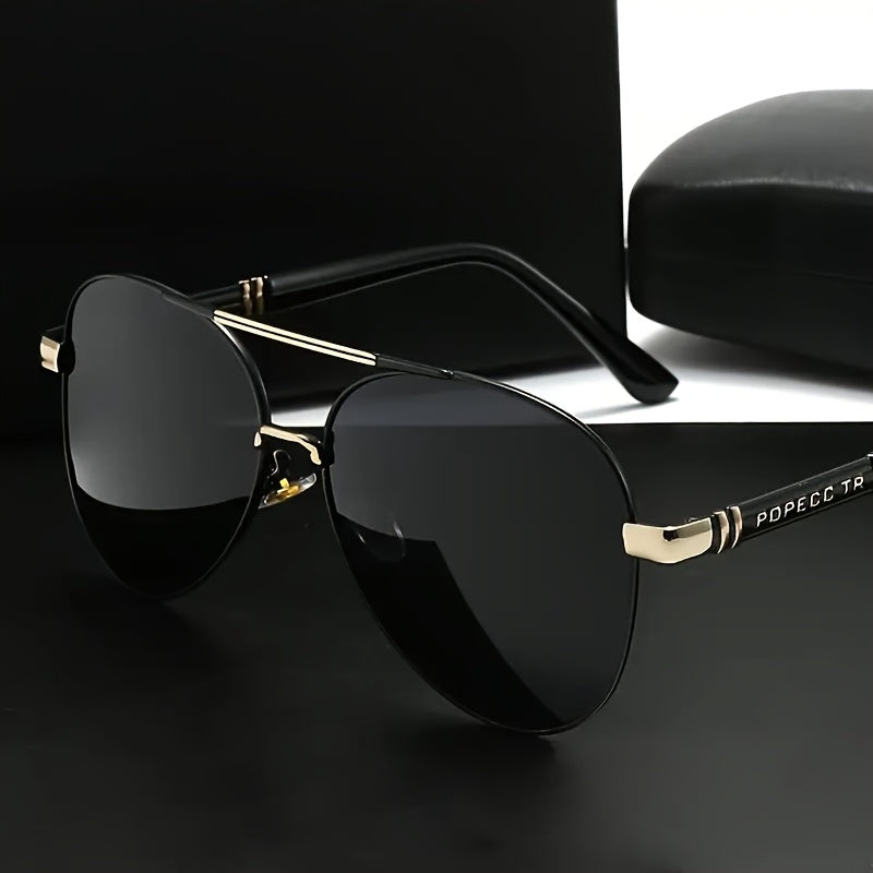 [UV Protection Polarized Lenses] Fashionable Double Bridge Fashion Glasses for Both Men And Women, Ideal for Hiking, Fishing,,, UV Protection, Featuring Polarized Lenses for Eye Protection, Stylish Design for Casual Attire, Perfect As A Gift