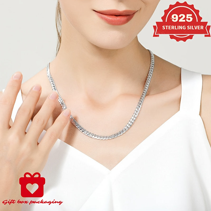 925 Sterling Silver Snake Bone Necklace, Handmade, Suitable For Men And Women, Gift For Her/mom/girlfriend, Christmas, Valentine'S Day, Birthday, Gift Box Packaging, Buy Three Get One Free, Total Weight Of The Product(Silvery Gram Weight 6.25g)