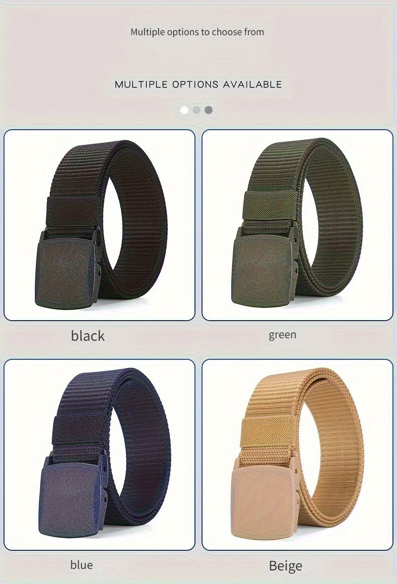 3/6pcs Men'S Casual Nylon Belt with Adjustable Plastic Buckle, Durable And Versatile Outdoor Belt for Hiking, Camping, And Everyday Wear