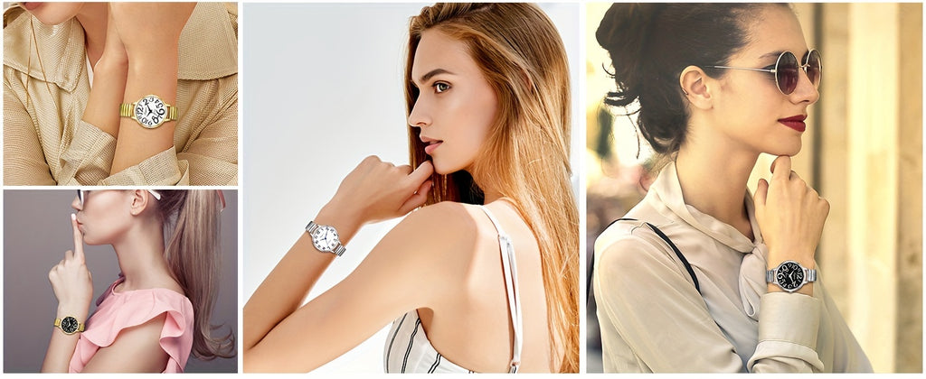 Women'S Analog Quartz Round Stretch Band Watch, Large Arabic Numeral Scale Dial, Suitable for Daily Leisure Business Wear, Birthday Christmas Gift