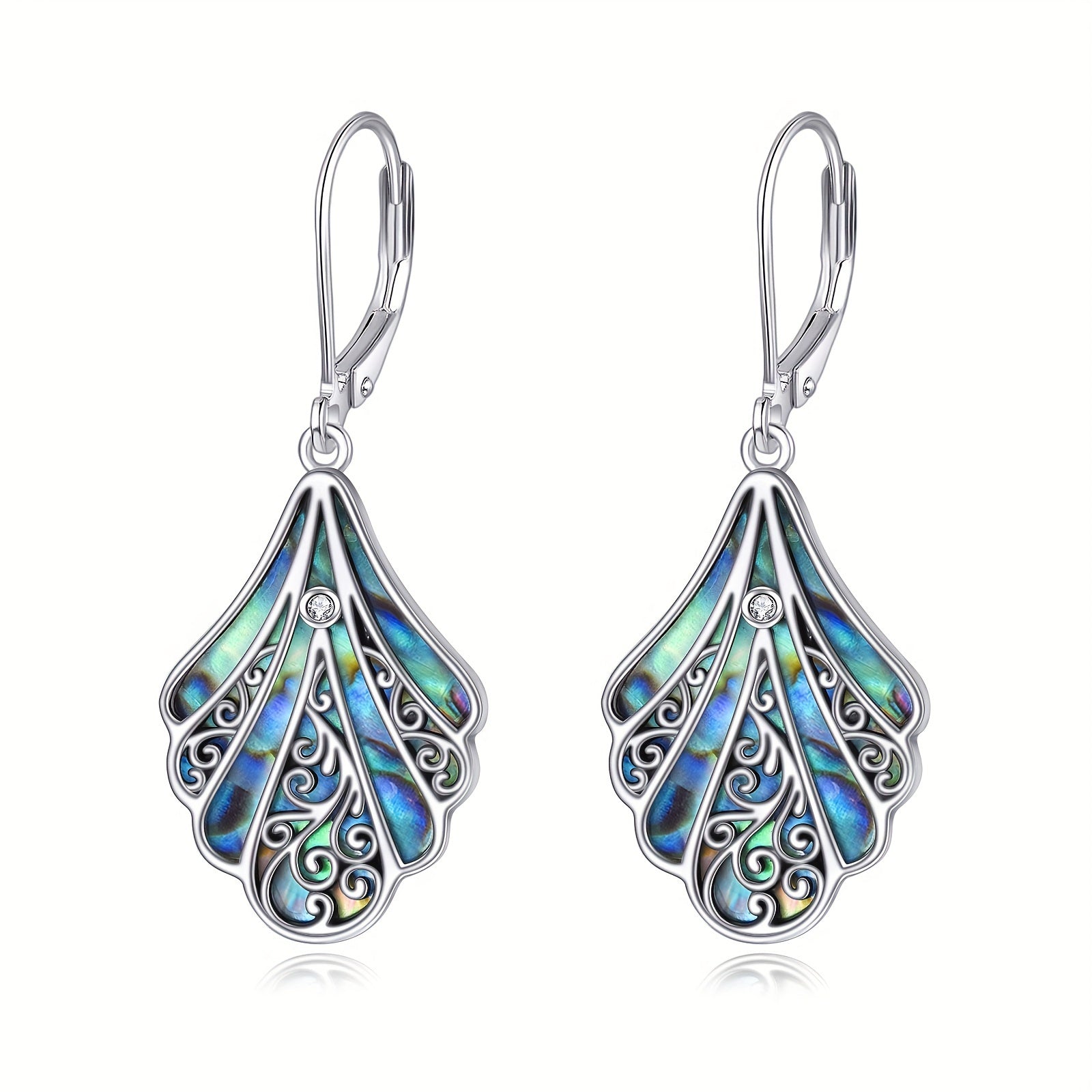925 Sterling Silver Abalone Shell Dangle Drop Earrings For Women Filigree Bohemian Earrings Jewelry Gift