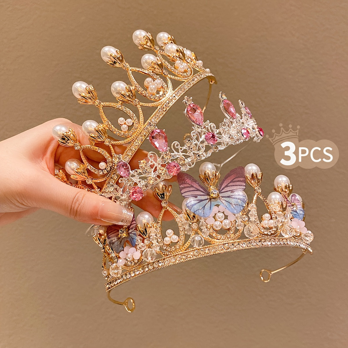 3 Hair Accessories Colorful High-end Crown Headband