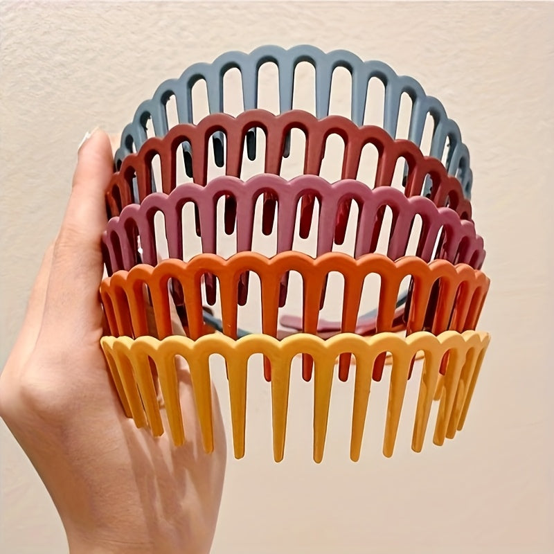 5 Toothed Face Wash Headbands, Long Tooth Headbands, Matte Texture Plastic Hairpins, Non-Slip Headbands, Women'S Headbands, Hair Clips, Hair Ties, Hair Additions, Travel And Face Wash
