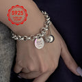 925 Silver 'Good Luck' Hanging Bracelet, Hip Hop Cool Ball Fashion Additions, Women'S Daily Wear Jewelry - The Perfect Gift Choice!