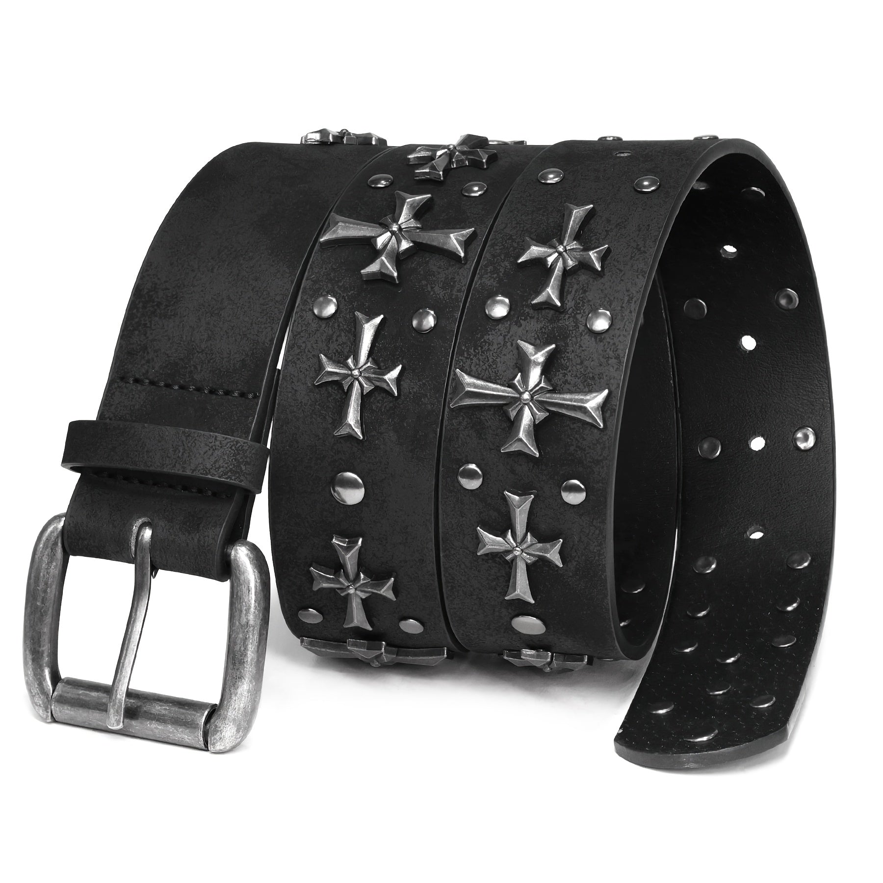 Studded Belt Women Y2K Belt Metal Punk Rock Style Rivet Gothic Belts with Cross Rivet for Jeans Pant