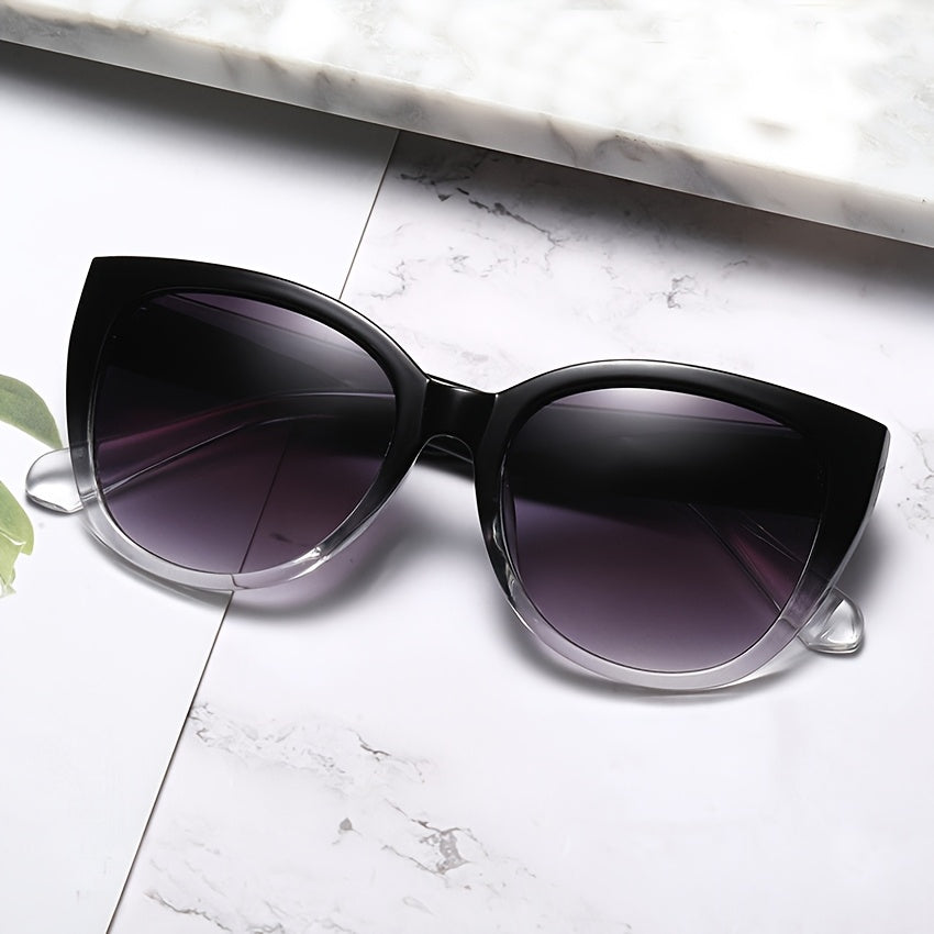 Summer Must Haves, Stylish Retro Cat Eye Oversized Gradient Fashion Glasses for Men and Women, Perfect for Beach, Vacation, Travel, and Cruise, Trendy Fashion Accessories