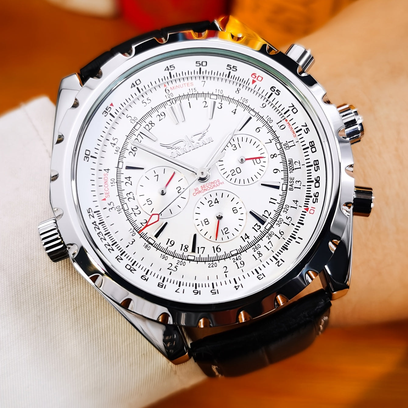 1pc Pilot Sports Automatic Mechanical Watch for Men Fashion Multifunctional Small Dials Week 24 Hours Display Calendar Business Casual Mens Watches Top Brand Luxury New Year Birthday Festival Gifts