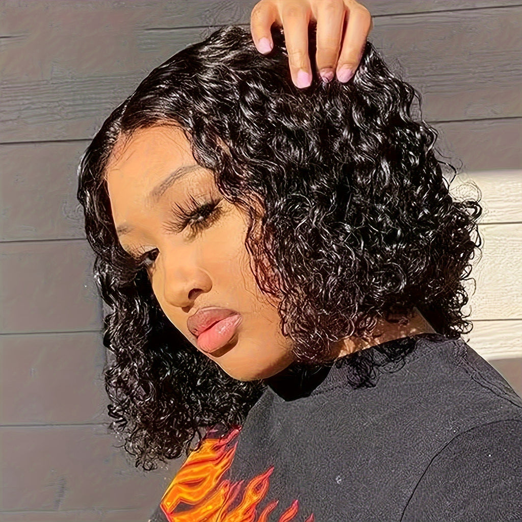 Brazilian Curly Short Wig - No Glue Naturally Closed, Soft Breathable Synthetic Hair Wig Suitable for Daily Wear,, Parties - Light Beige Tones & Look, Styling (No Adhesive Needed)