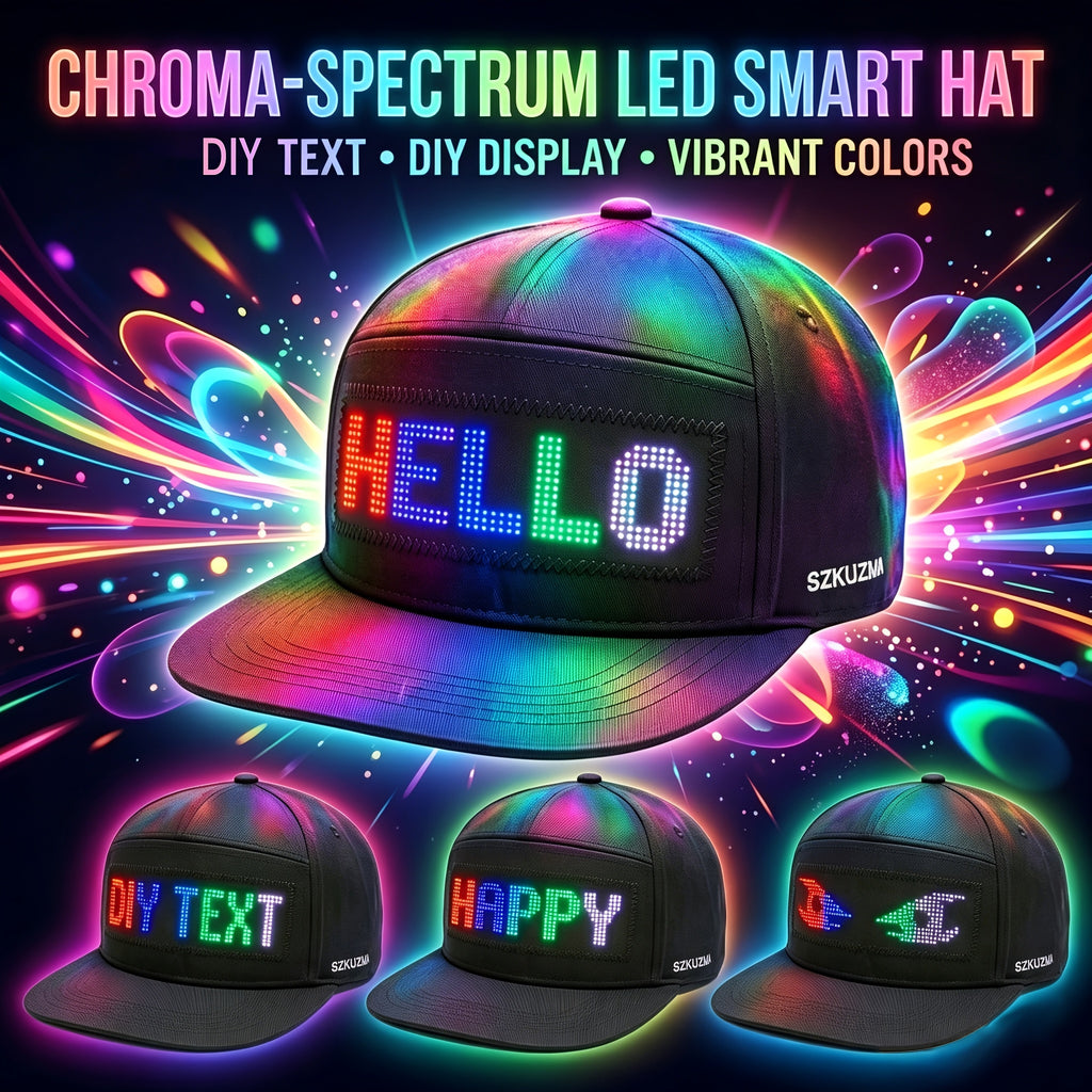 Programmable LED Light-Up Hat, Scrolling Text Display Cap, Rechargeable Baseball Cap, 12×48 Pixel Screen, Club Hat, Party Music Festival Night Run Youth Gift, Unisex Hats, Comfortable and Adjustable