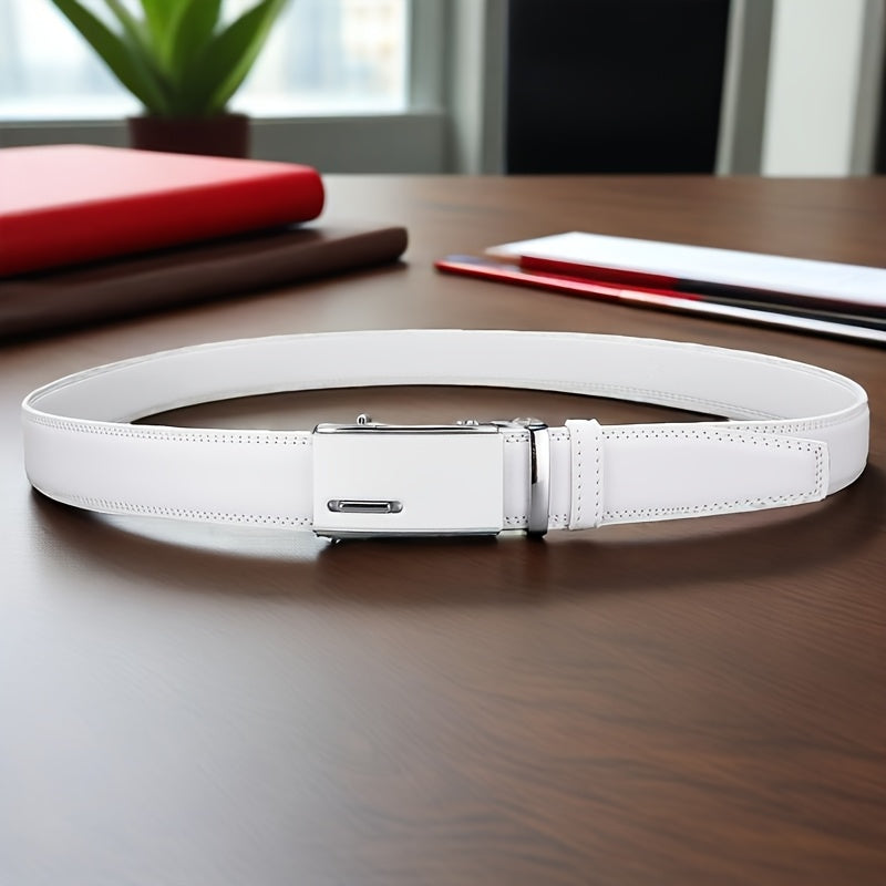 A White Ratchet Belt for Men, Ideal for Jeans, Essential for Professionals, Great for Gifting, an Excellent Choice for Presents