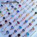 25pcs Synthetic Zirconia Shimmering Geometric Ring Color Random- Multi-Color Options for Engagement, Wedding & Evening Parties