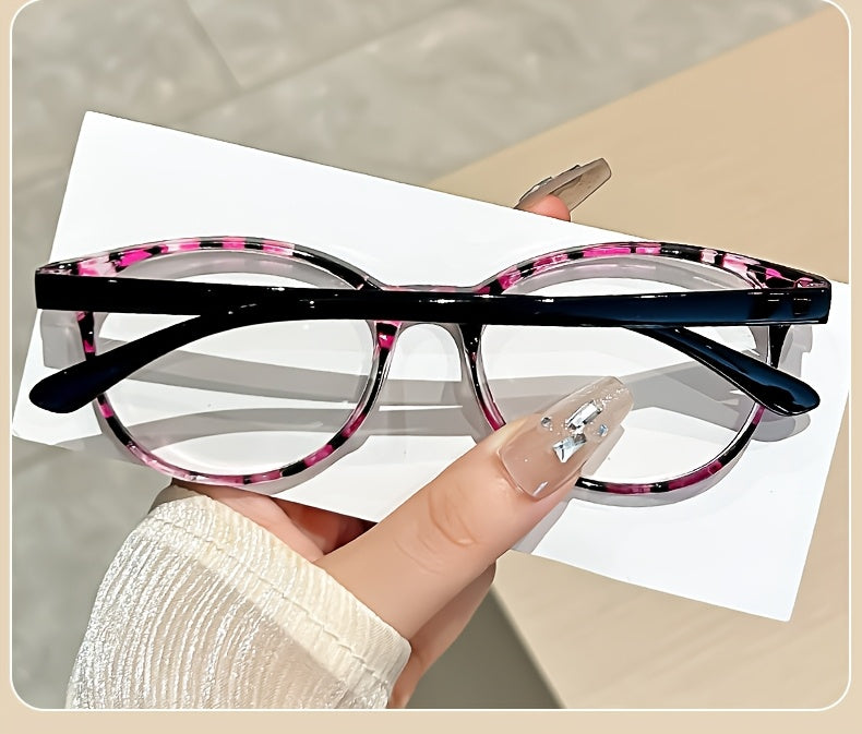 4pcs Stylish Square Round Reading Glasses with Colorful Printed Frames, Featuring High-Quality Spring Hinges, Women'S Premium Eyewear for Close-Up Tasks