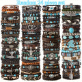 Random 24pcs Bohemian Retro Western Style Turquoise Bracelet, Multi-Layer Woven Feather Jewelry, Wooden Bead Alloy Bracelet, Perfect for Daily Wear As a Gift at Parties, Bracelet Beads, Party Jewelry, Gift for Her, Bohemian Jewelry, Western Charm