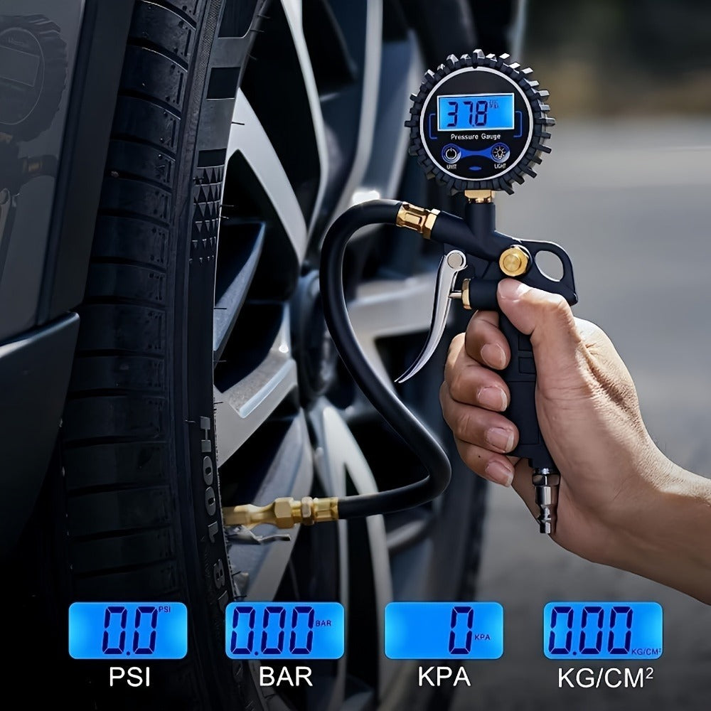 Digital Tire Inflator with Pressure Gauge, 200 PSI, with 3 pcs Connector