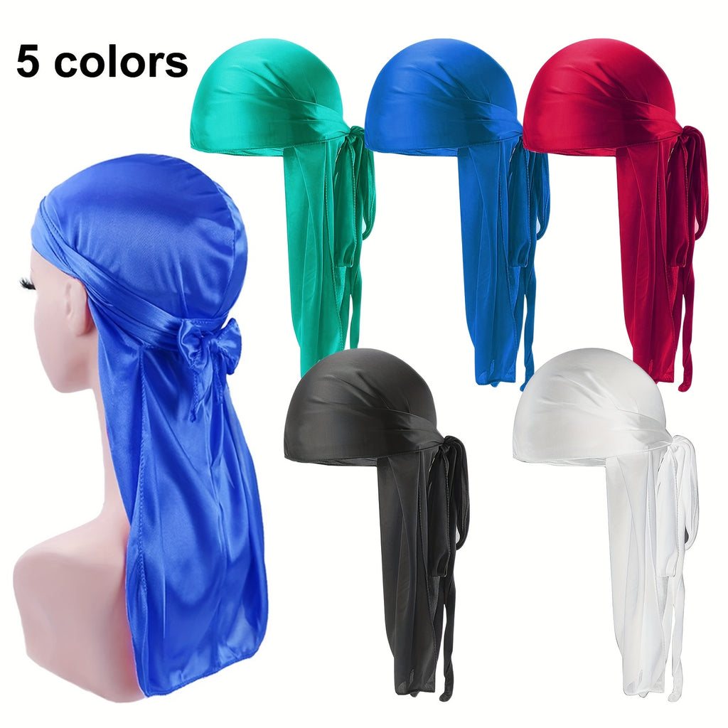 5pcs Sweat-Wicking Headbands, Solid Color Bandanas, Men's Cooling Liners, Pre Tied Durag Turban Cap, Cycling Motorcycle Headwear, Polyester Sports Apparel, for Father's Day, Daily Use