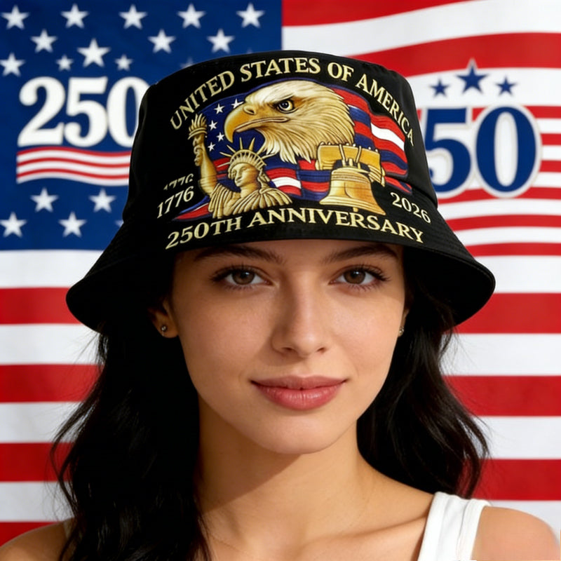 250Th Anniversary American Patriotic Bucket Hat, a Bucket Hat with a Patriotic Theme for Independence Day, Is The Perfect Gift for Patriots, a Festive Accessory, And a Must-Have for History Enthusiasts, Suitable for Both Men And Women