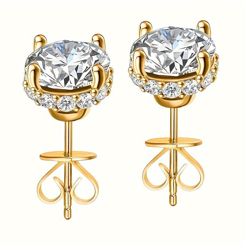 1 Pair Of 1 Carat Moissanite 925 925 Silvery Plated Stud Earrings, Luxurious, Bohemian Chic Design, Simple And Elegant Accessories for Men And Women, Ideal Gift for Valentine's Day, Christmas, Birthdays, Anniversaries And New Year's Celebrations