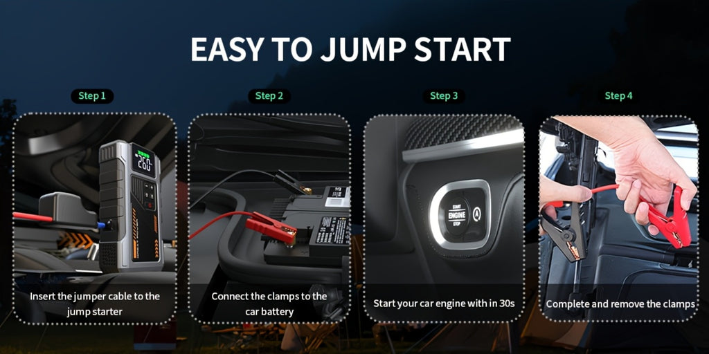 [Portable Jump Starter] Jump Starter With Air Compressor, 8000A Peak Battery Jumper Starter Portable, Jump Box For Car Battery, 12V Portable Jump Starter For 8.0L Gas And 6.5L Diesel Cars With USB Ports And LED Flashlight, Portable Car Jump Starter, Batte
