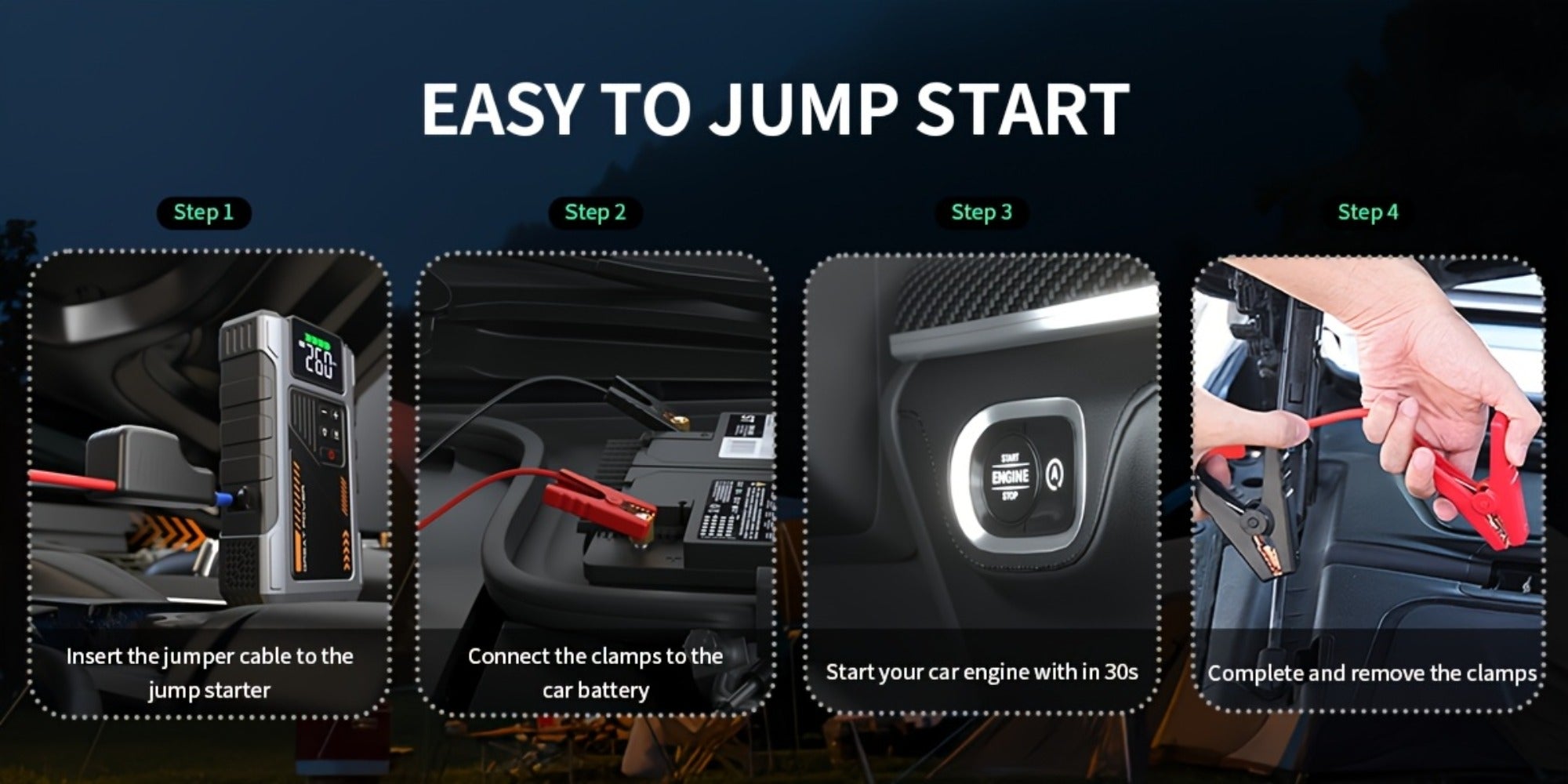 [Portable Jump Starter] Jump Starter With Air Compressor, 8000A Peak Battery Jumper Starter Portable, Jump Box For Car Battery, 12V Portable Jump Starter For 8.0L Gas And 6.5L Diesel Cars With USB Ports And LED Flashlight, Portable Car Jump Starter, Batte