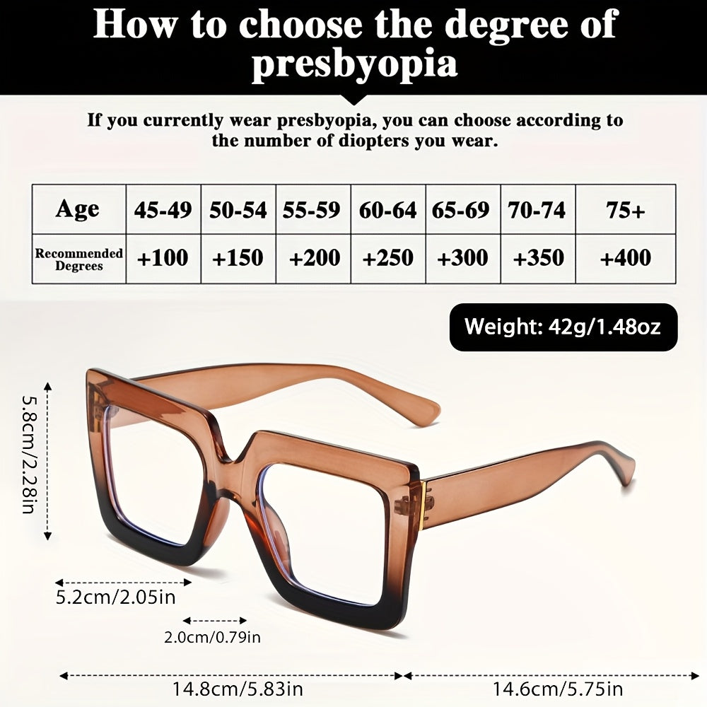 2 Pairs of Men And Women Reading Glasses High Quality Rectangular Large Frame Anti-Blue Light Computer Reading Glasses Protect Eyes When Reading Books Powers Available The Best Gift Choice for Elders