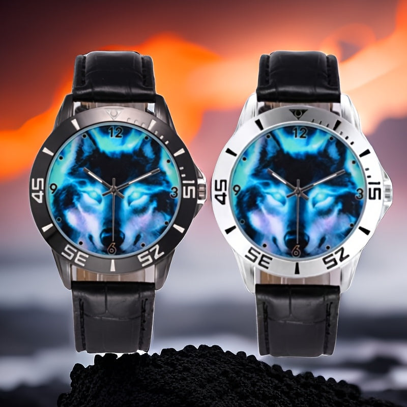 Brand New Wild Animal Watch Wolf Faux Leather Quartz Movement Xmas Gift Fashion Casual Watches