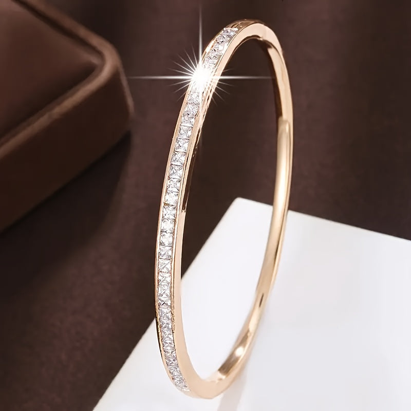 Elegant Stainless Steel Rhinestone Bracelet for Women - Sparkling Blingbling Luxury Jewelry, Durable Everyday & Party Wear, Perfect Gift for Teacher’s Day, Graduation, Summer Fashion Accessory, Versatile Jewelry, Sophisticated Style, Quality Craftsmanship