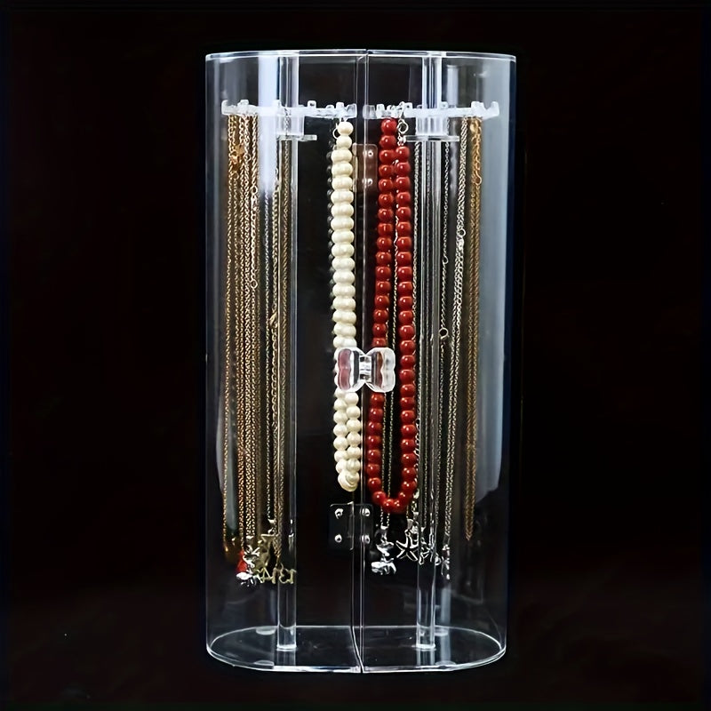 1pc Clear Acrylic Jewelry Display Stand - Dustproof Necklace & Bracelet Organizer with Shelves, Durable Lightweight Case Suitable for Necklaces, Bracelets, Earrings, Rings, Salon, Boutique Use