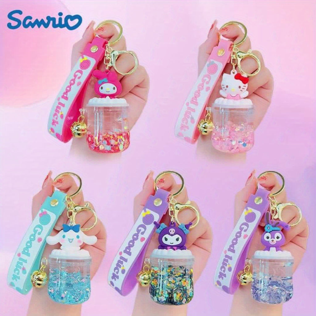 10pcs Sanrio Hello Kitty And Kuromi Keychains, Cartoon Cute Glitter Key Rings, Bag Pendants, Car Key Fobs, Plus Bright Balls More Eye-Catching, Set of Keychains, Key Rings, Pendants, Additions, Suitable for Women'S Exquisite Holiday, Birthday Small