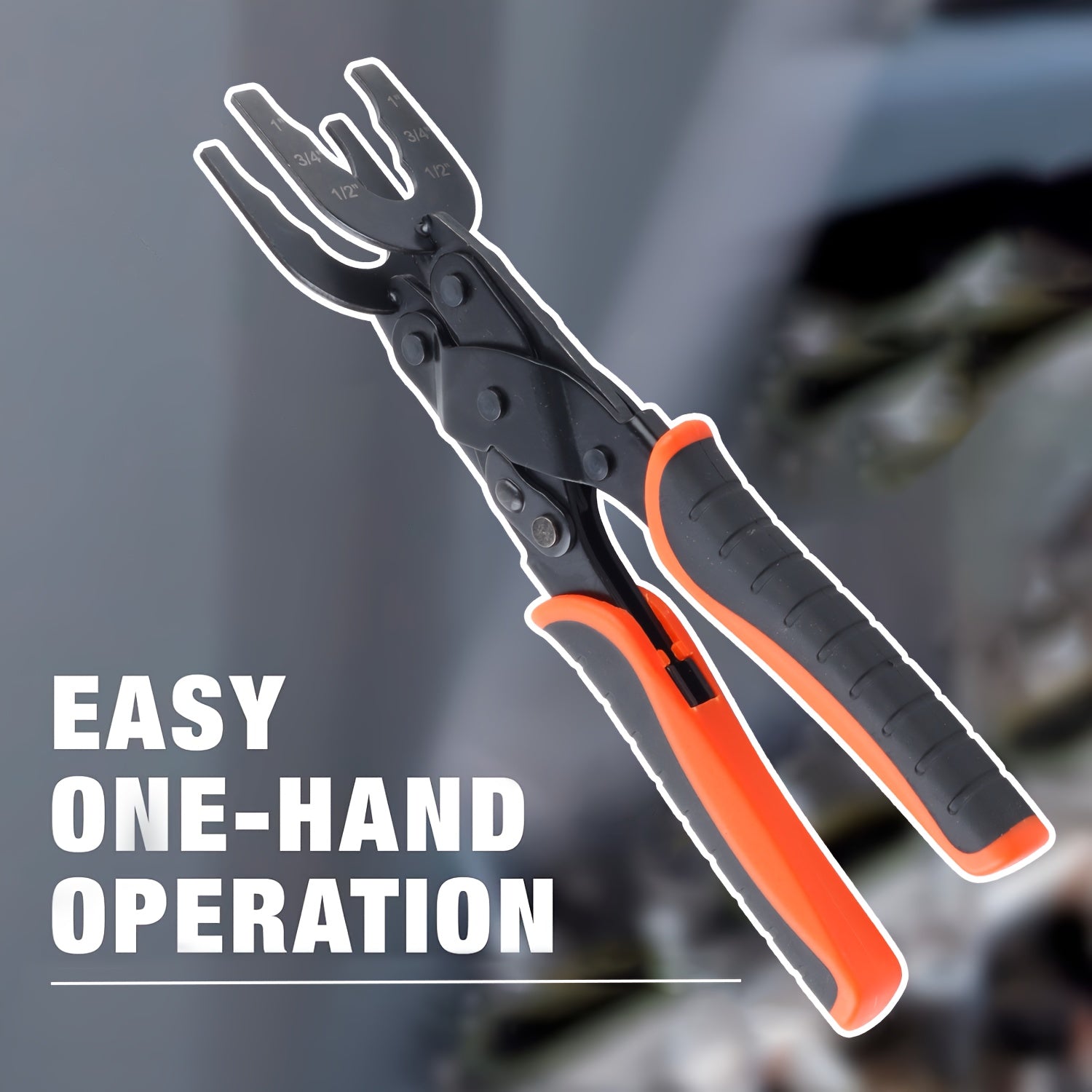 [Pipe Disconnect Tool] Quick Connect Pipe Disconnect Tool Push to Connect Disassembly Pliers Carbon Steel with Ergonomic Non Slip Handle Compact And Compatible with PEX PVC And Copper Pipes Works with 1/2 Inch 3/4 Inch And 1 Inch Fittings for Easy Install