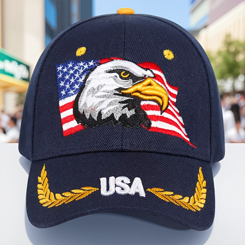Eagle Embroidery Activity Cap, Wheat Letters Street Fashion Casual Baseball Cap, Windproof Sunscreen Outdoor Visor, Truck Driver Hat