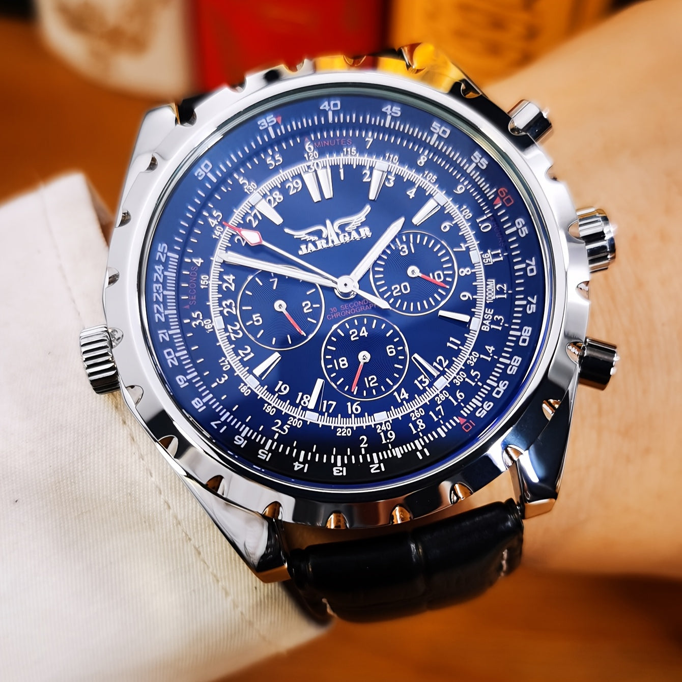 1pc Pilot Sports Automatic Mechanical Watch for Men Fashion Multifunctional Small Dials Week 24 Hours Display Calendar Business Casual Mens Watches Top Brand Luxury New Year Birthday Festival Gifts