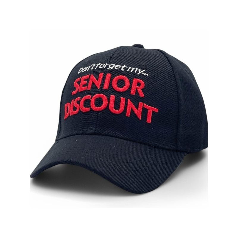 "SENIOR DISCOUNT" Embroidered BASEBALL CAP Adjustable, UV protection Design for Men, Perfect for Outdoor Activities, Casual, Fun Cap