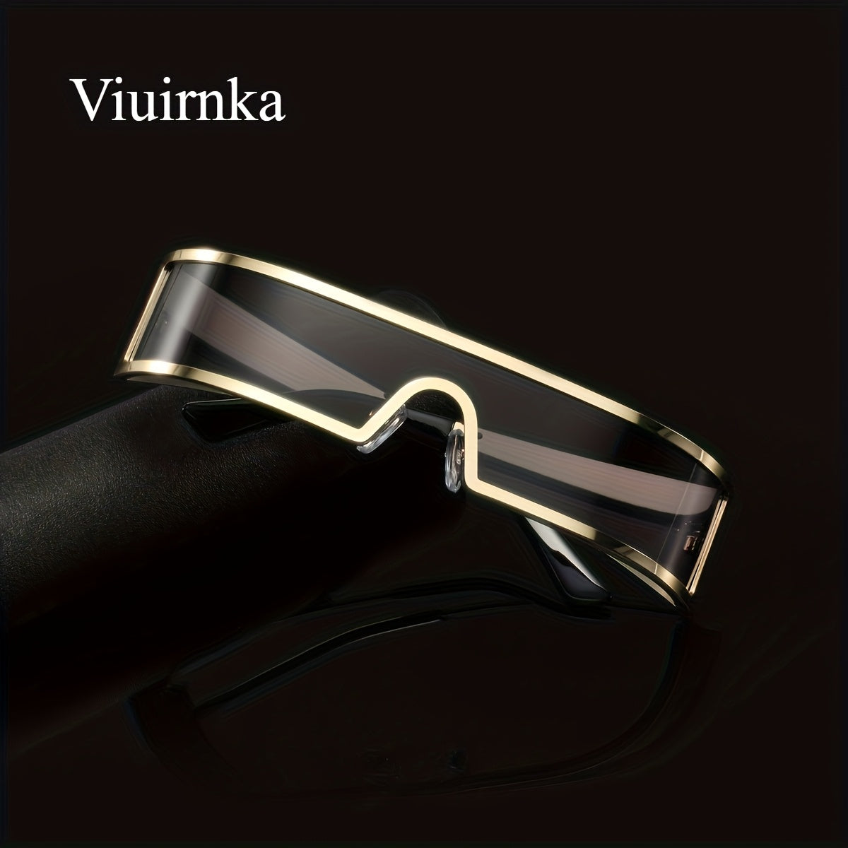 VIUIRNKA Men's Fashion Glasses, Cyberpunk Metal Wraparound Frame, Wide Temple Futuristic Design with Case, Lightweight Street Style Fashion, Perfect for Halloween & Christmas Gift Giving, Cool Quality Event Wear