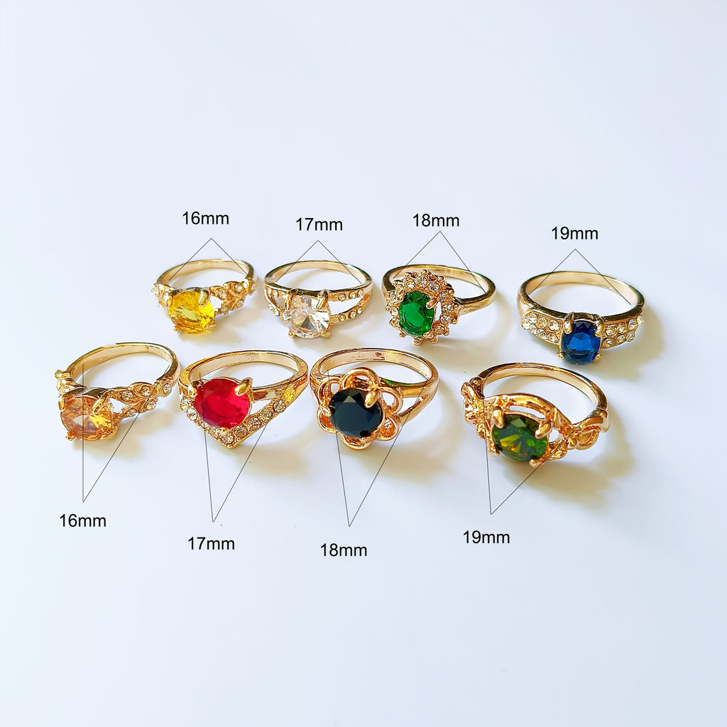 25pcs Fashion Wholesale Bulk, Loose Rings Colorful Natural Stone Rhinestone Rings