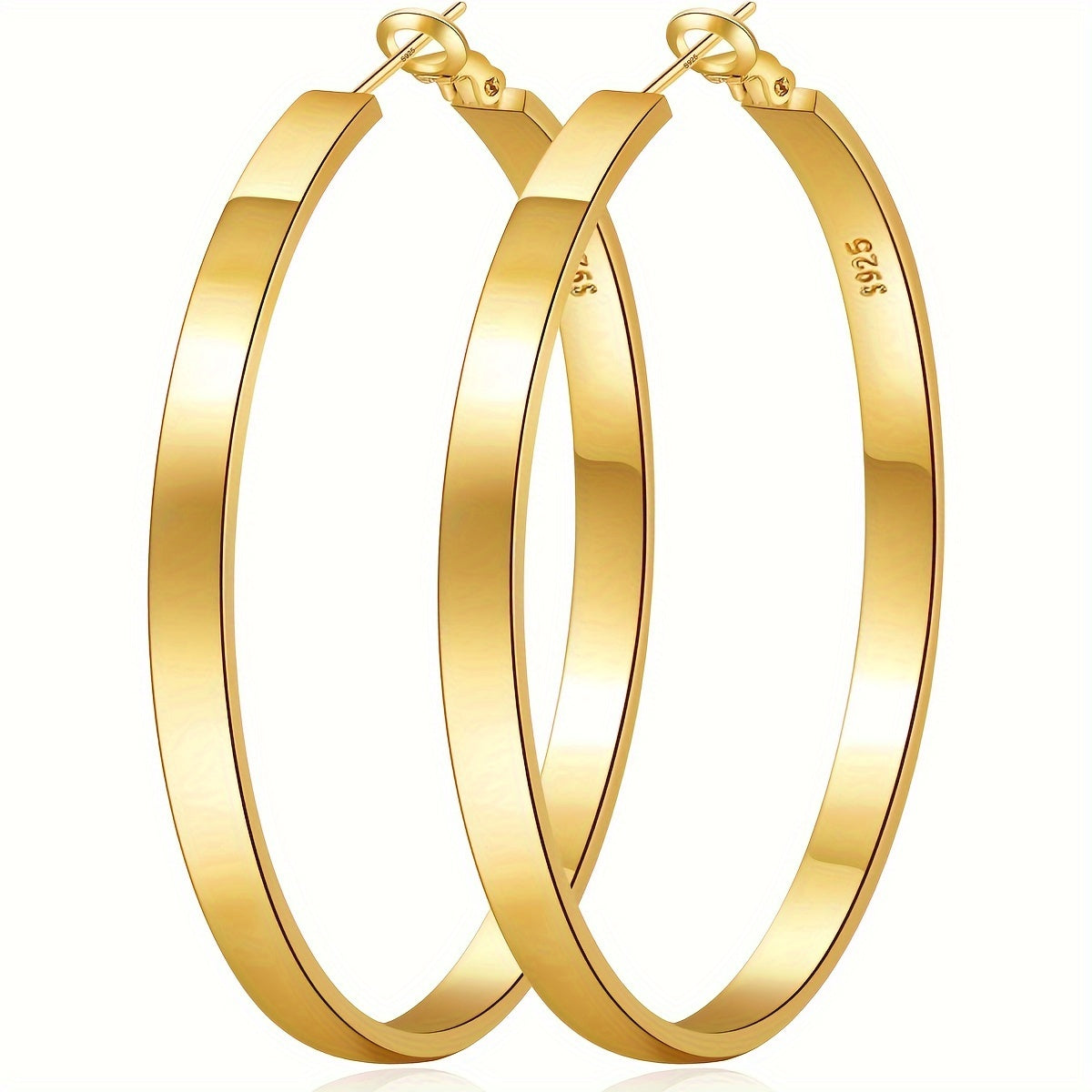 1 Pair 925 Sterling Silvery Hoop Earrings for Women Hypoallergenic Earrings Cartilage Earring, Perfect for Simple And Leisure Style Parties And Gifts, for Women (30/40/50/60mm)