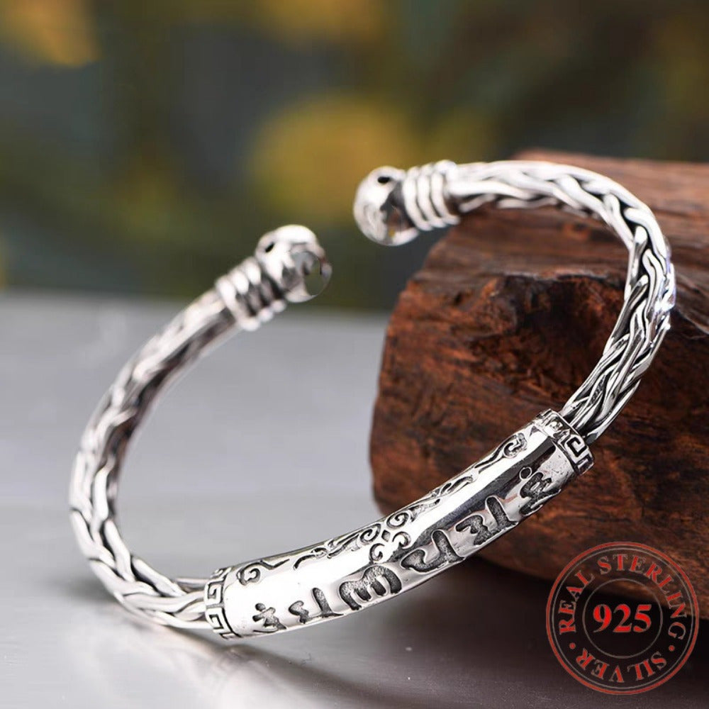 925 Sterling Silvery Silver Motto Bracelet, Six Character Motto, Retro Fashion, Simple And Elegant, Valentine's Day Gift